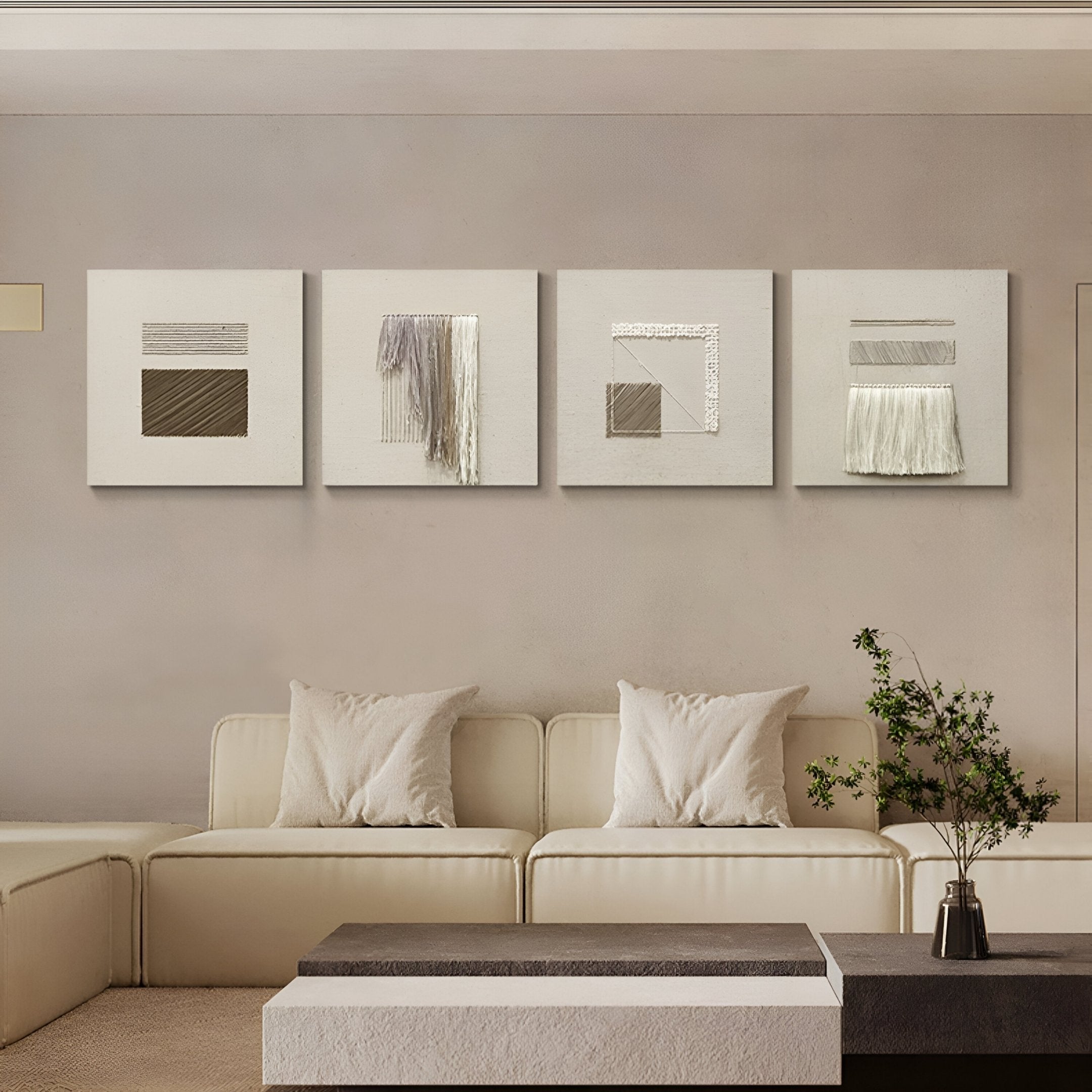 Textura Tiered Linen Fringe 3D Wall Art