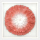 The Plumesse Coral Bloom Layered Feather 3D Wall Art by Giant Sculptures features a large, round flower with layered petals fading from white to coral pink on a plain white background, all elegantly framed.