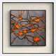 The Stratonis Orange Drip Abstract Textured Framed Wall Art by Giant Sculptures features bold orange lines and splatters on a gray background, framed in black—an energetic modern accent piece for any space.