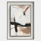 The Bravura I Stroke Abstract Framed Canvas Wall Art by Giant Sculptures features bold black, brown, and white brushstrokes over a light beige background, finished with a slim black border for a striking minimalist effect.