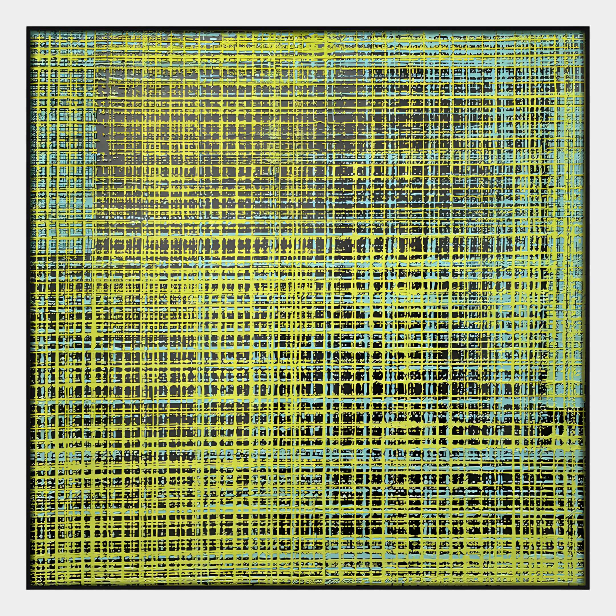 The Vectaryn Green Abstract Embossed Texture 3D Wall Art by Giant Sculptures features intersecting yellow, blue, and green lines on a dark background. Its embossed design adds depth, making it perfect for Nordic interiors or as dramatic wall decor.