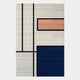 Gridoria Peach & Navy Linear Block Woven Wall Art by Giant Sculptures features textured white, peach, and navy rectangles with black lines in a grid pattern—perfect modern decor for any space.