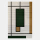 The Gridoria Forest Green & Ochre Linear Block Woven Wall Art by Giant Sculptures features a minimalist, modern design with vertical and horizontal black lines and forest green and ochre blocks on a white ribbed background.