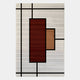 The Gridoria Deep Red & Sand Linear Block Woven Wall Art by Giant Sculptures displays bold black lines with red and brown rectangles overlapping on a white background—ideal for modern wall decor.