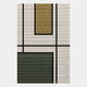 The Gridoria Mustard Gold & Graphite Linear Block Woven Wall Art by Giant Sculptures features modern textile-inspired abstract art with thin horizontal lines, bold intersecting lines, and blocks of mustard gold, graphite, and white.