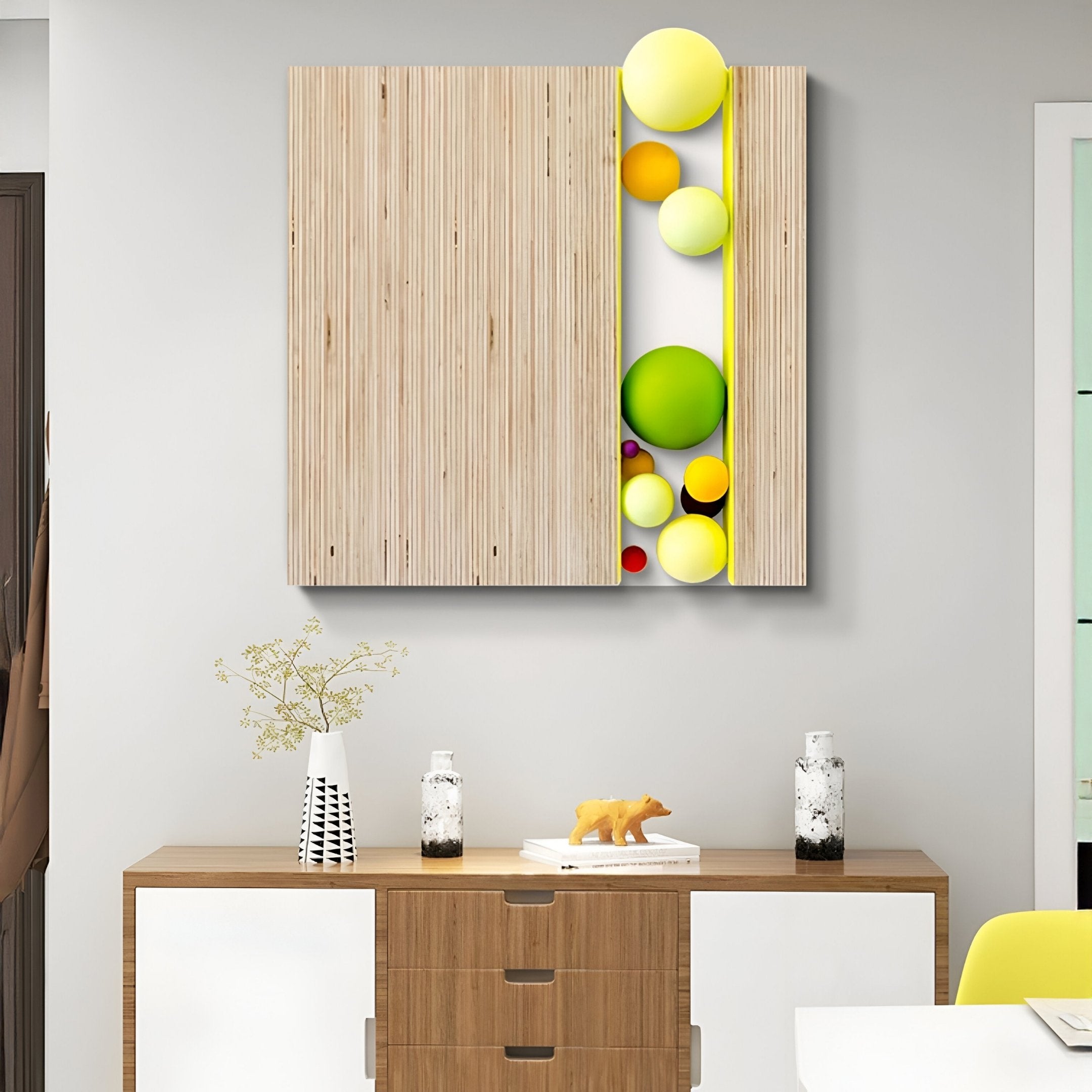 Chromara Green & Yellow Sphere Cascade 3D Wall Art