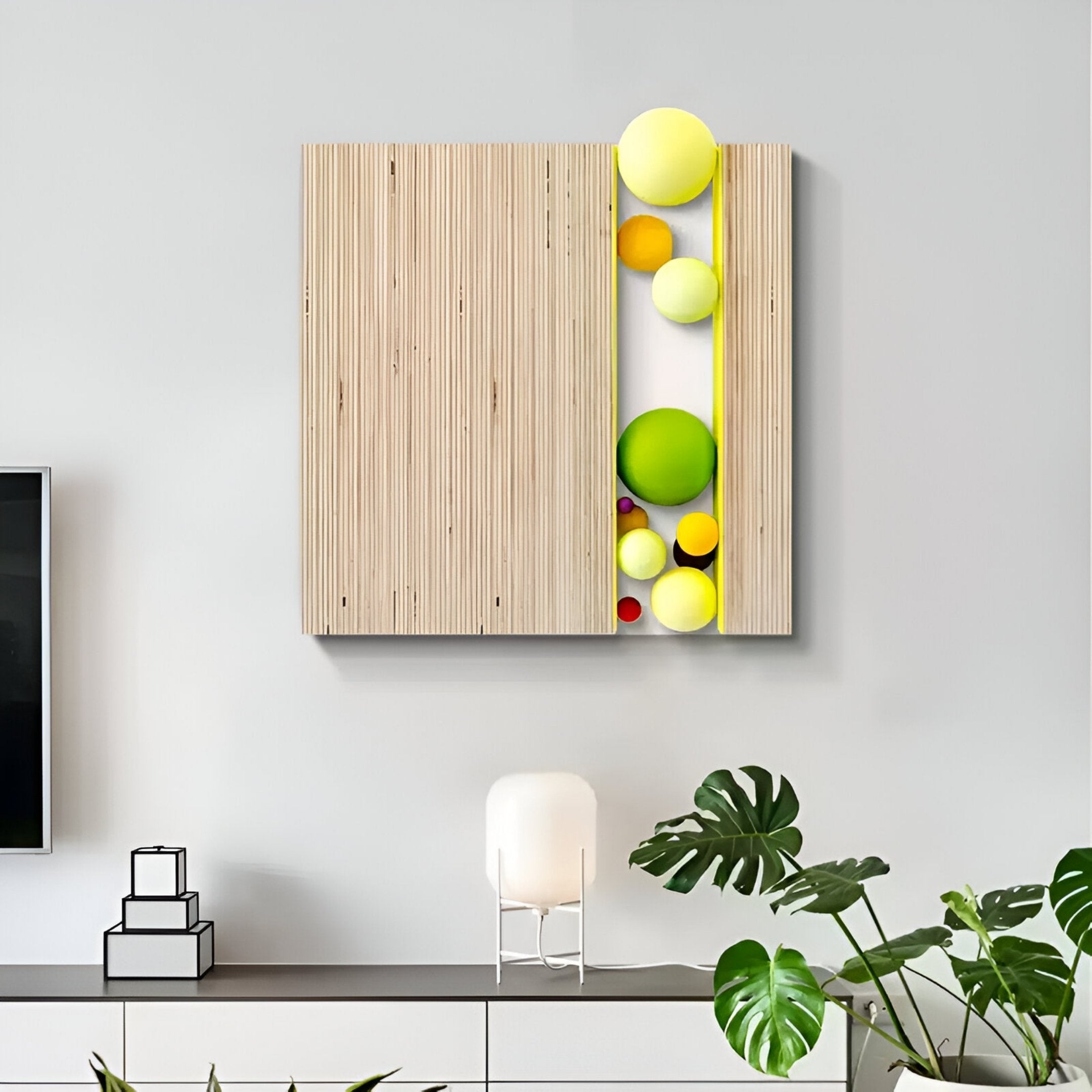 Chromara Green & Yellow Sphere Cascade 3D Wall Art