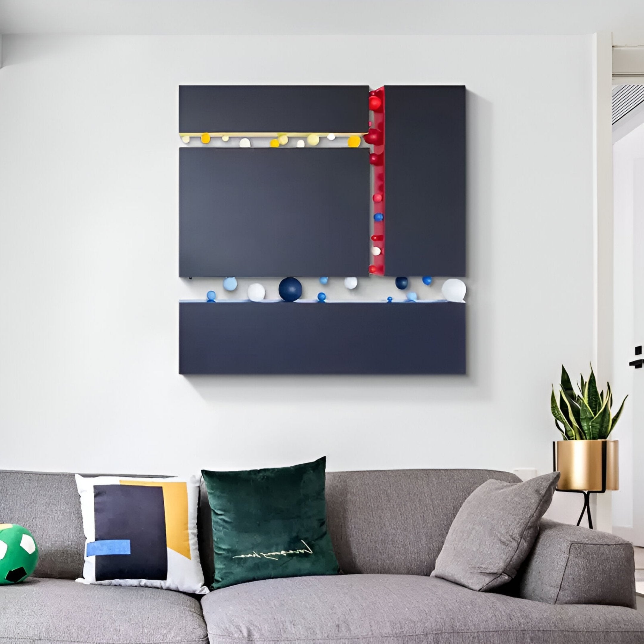 Chromara Blue & Red Sphere Cascade 3D Wall Art