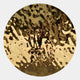 The Lumineris Gold Ripple Sphere Metal 3D Wall Art by Giant Sculptures features a round, gold-toned surface with wavy textures, creating abstract, rippled reflections for a striking modern look against any wall.
