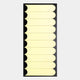 A vertical sheet with two columns of ten rounded yellow adhesive tabs by Giant Sculptures, perfect for labeling your Lumiscale Black & Soft Yellow Modular Glass Wall Mirror or other modern wall mirrors.