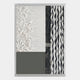 Giant Sculptures' Texturien White & Slate Grey Paper Abstract 3D Wall Art features three sections—crumpled white, smooth dark grey, and wavy black-and-white textures—ideal for contemporary interiors.