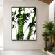 A modern interior with white walls features the Verdaryn Bamboo Trunk Green Moss Textured 3D Wall Art by Giant Sculptures. Potted tropical plants and sunlight nearby enhance the fresh, natural vibe of the space.