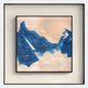 Stratum Blue Crest Textured Abstract Framed Wall Art by Giant Sculptures features jagged blue forms on a textured beige background, set in a sleek black-bordered shadow box white frame for striking modern appeal.