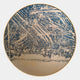 The Auralune Black Line Etching Abstract Round 3D Wall Art by Giant Sculptures features swirling blue lines on a gold background with a slim gold rim—ideal as modern living room décor or eye-catching wall art.