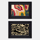 The Giant Sculptures Ardensir Multicolour Abstract 2-Set Framed Wall Art features modern organic shapes above and cream wavy lines on black below, creating a bold accent for any room.