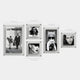The Giant Sculptures CineLuxe Fashion Icons Retro 5-Panel Acrylic Wall Art set includes black and white framed posters of fashion icons, a cat with sunglasses, and movie art. Frame sizes vary and dimensions are labeled above each panel.