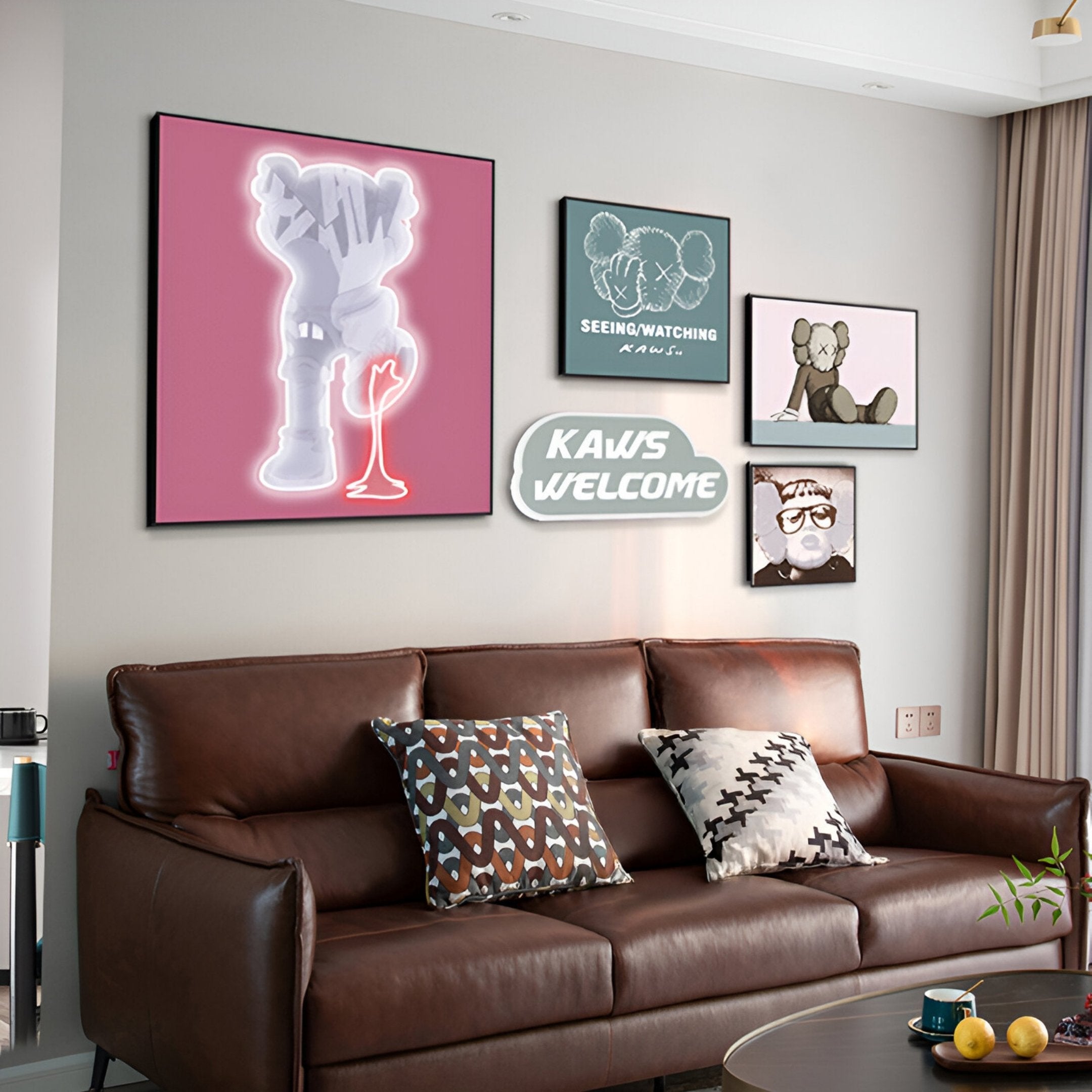 Kawsion Pink Neon & Character Set LED Wall Art