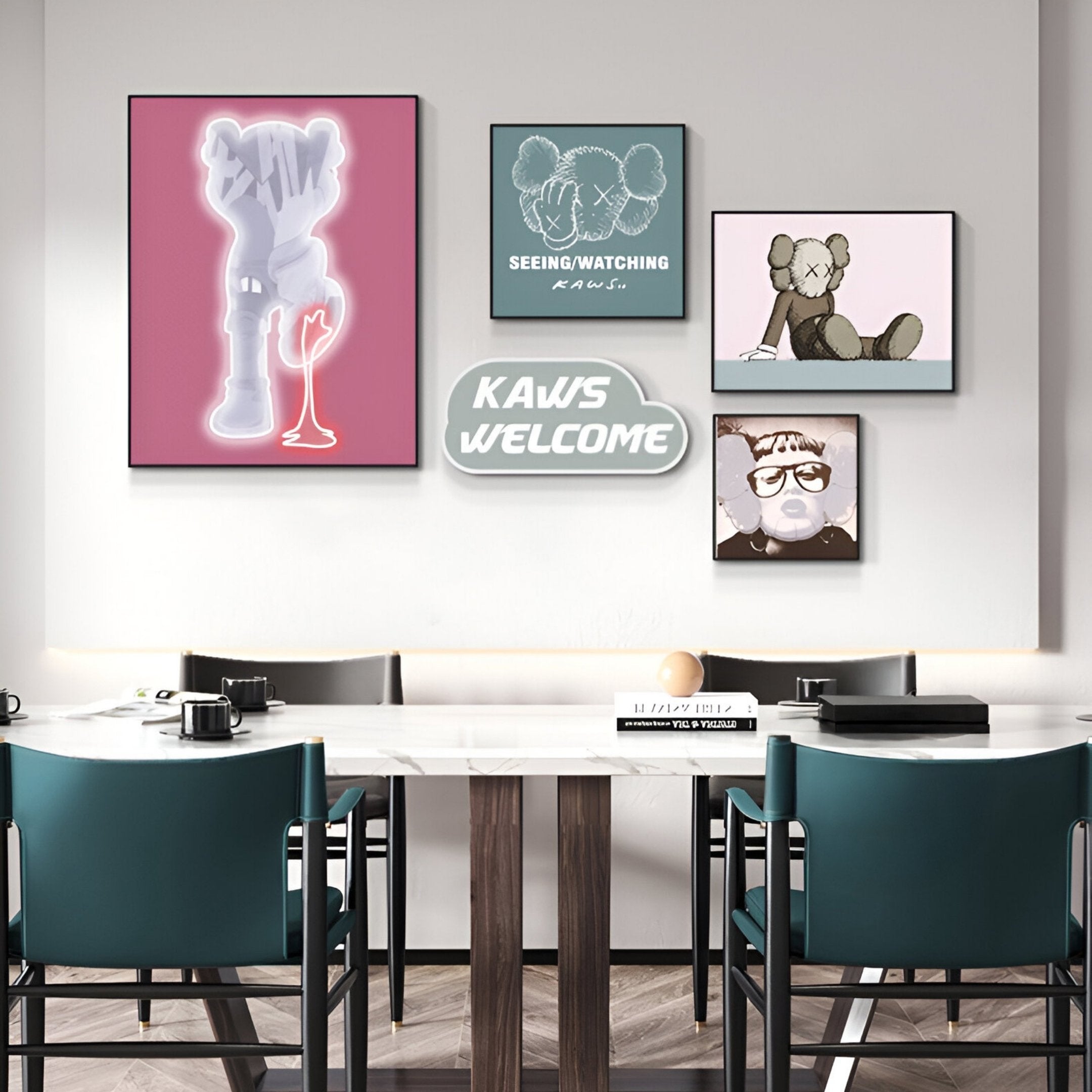 Kawsion Pink Neon & Character Set LED Wall Art