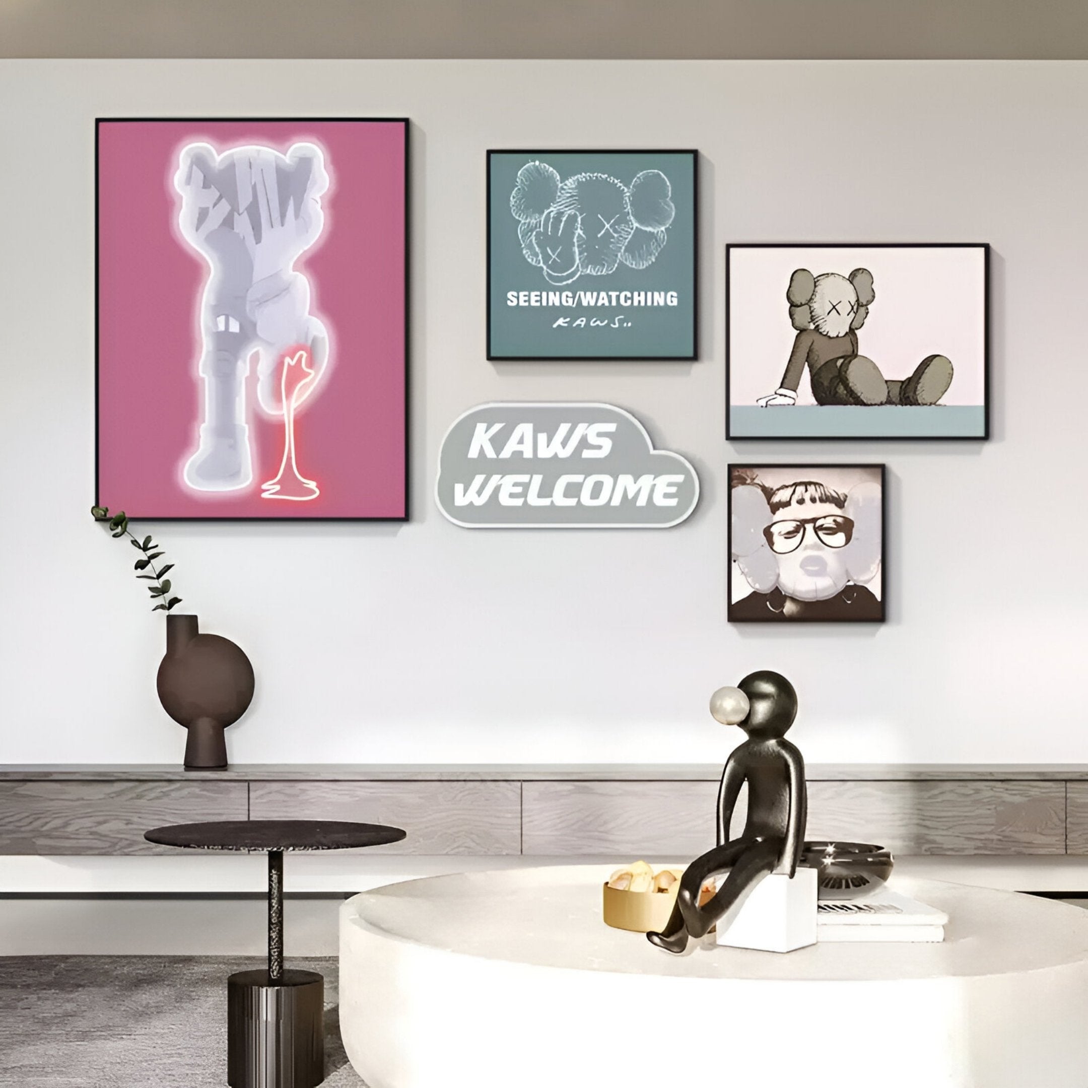 Kawsion Pink Neon & Character Set LED Wall Art