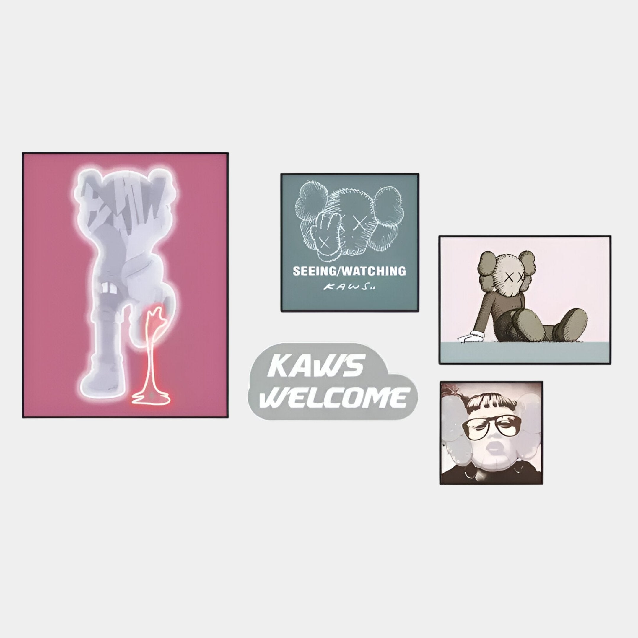 Kawsion Pink Neon & Character Set LED Wall Art