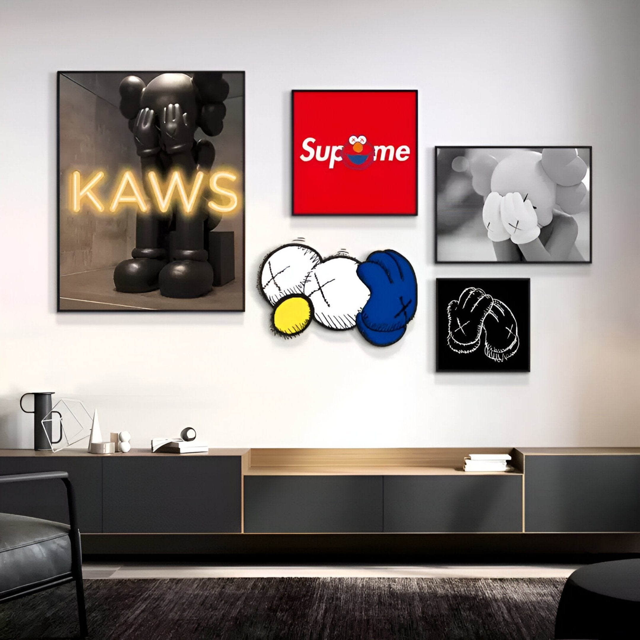 Kawsion Black Neon & Graphic Set LED Wall Art