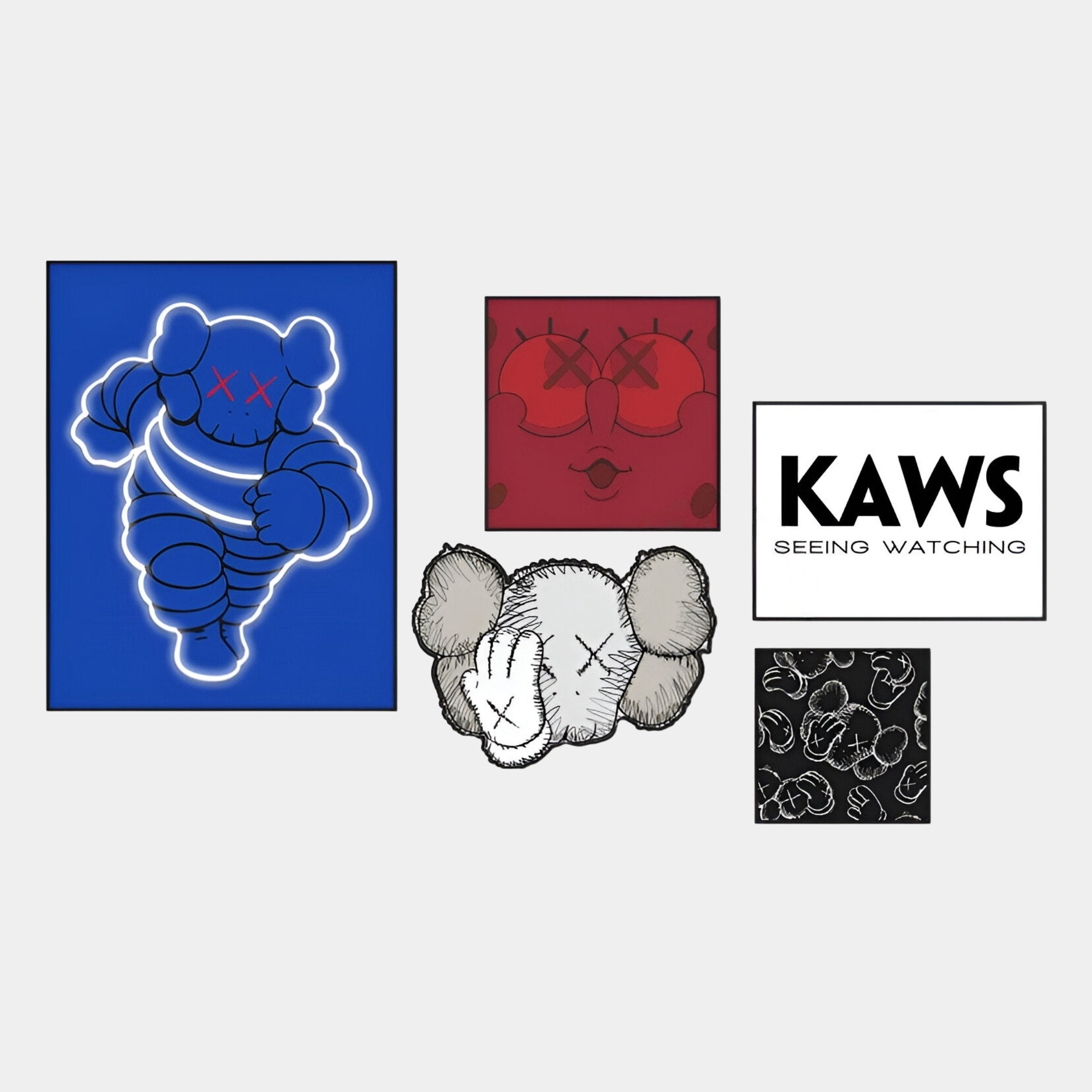 Kawsion Blue Neon & Sketch Set LED Wall Art