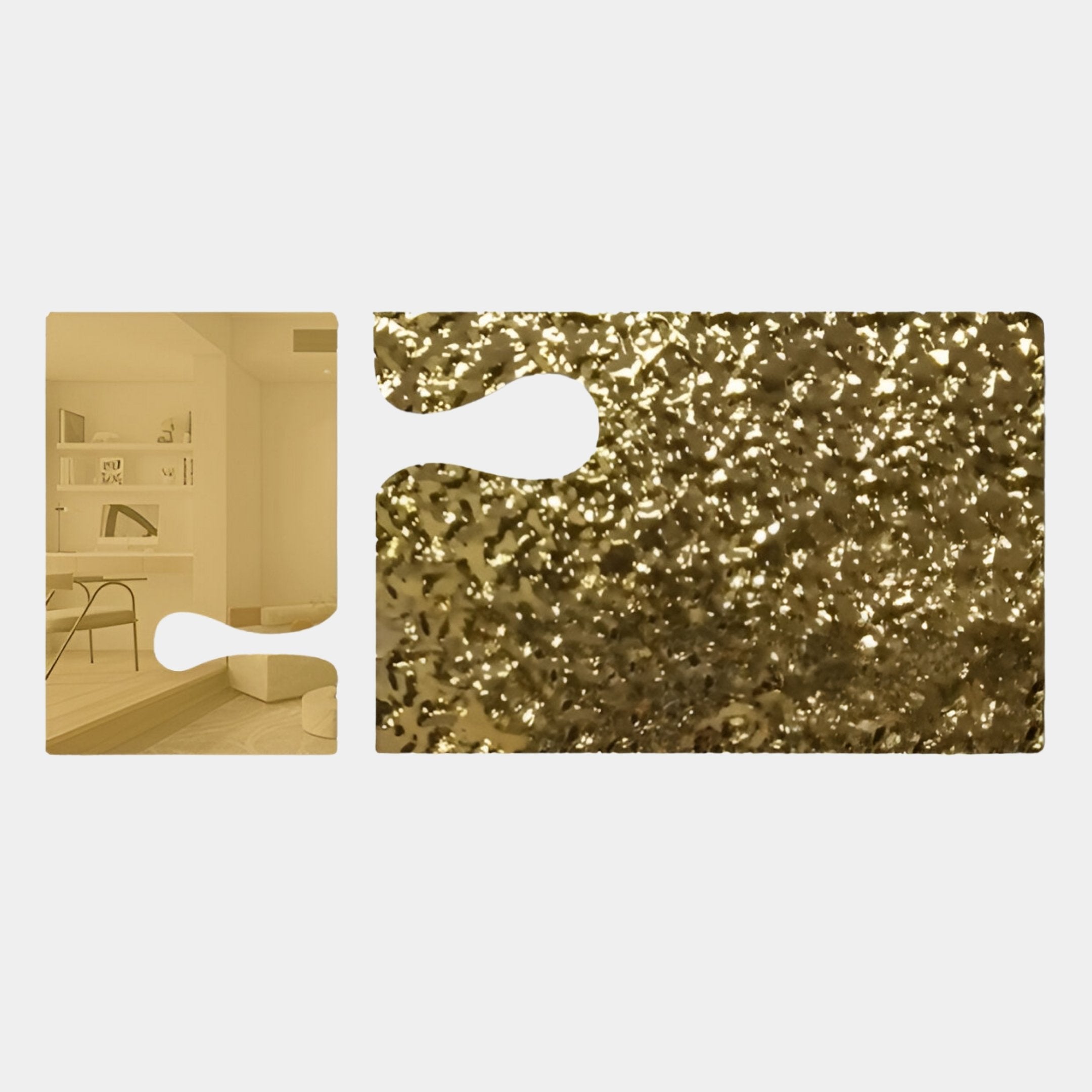 Aurargent Puzzle Gold Textured Steel & Mirror 3D Wall Art