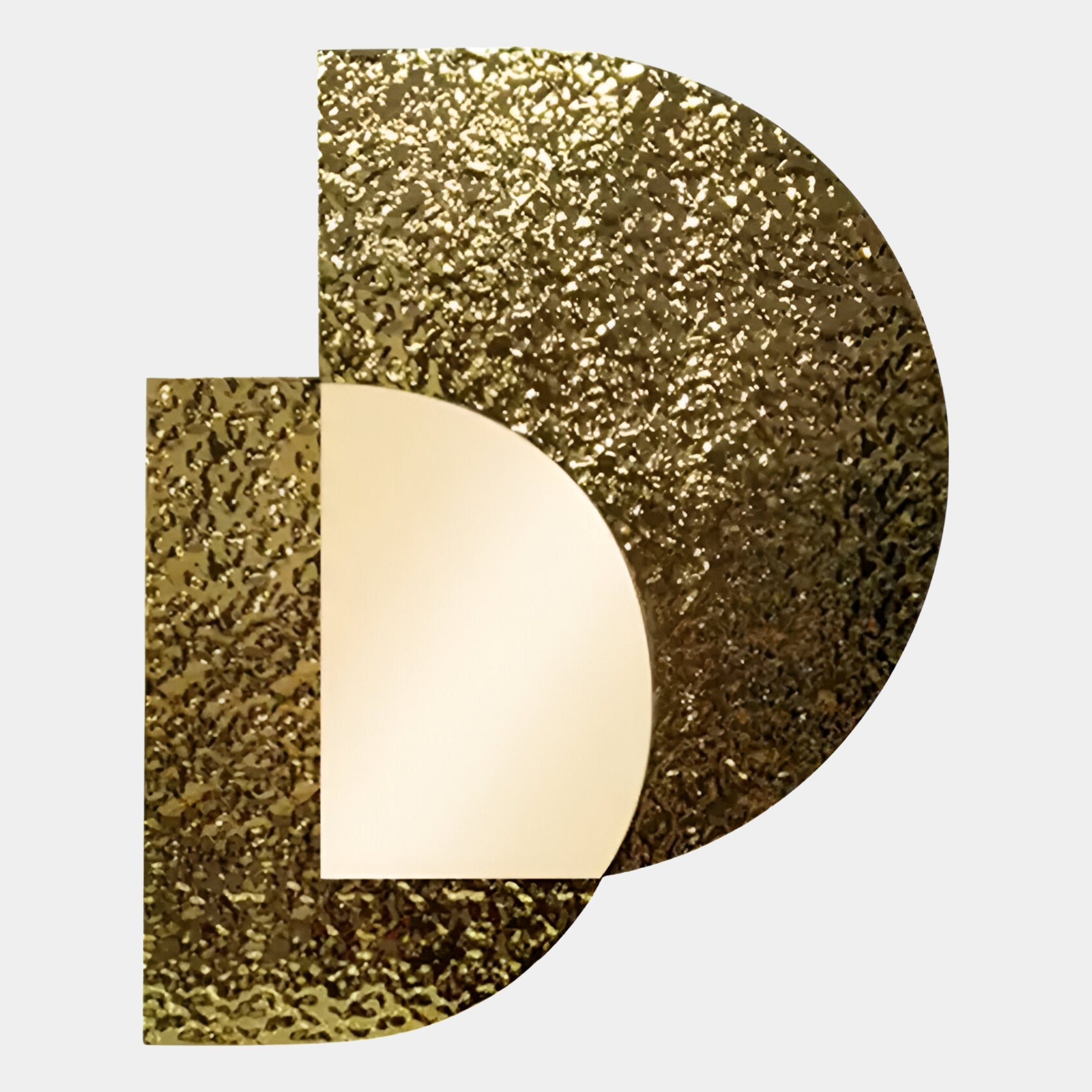 Aurargent Half-Moon Gold Textured Mirror 3D Wall Art