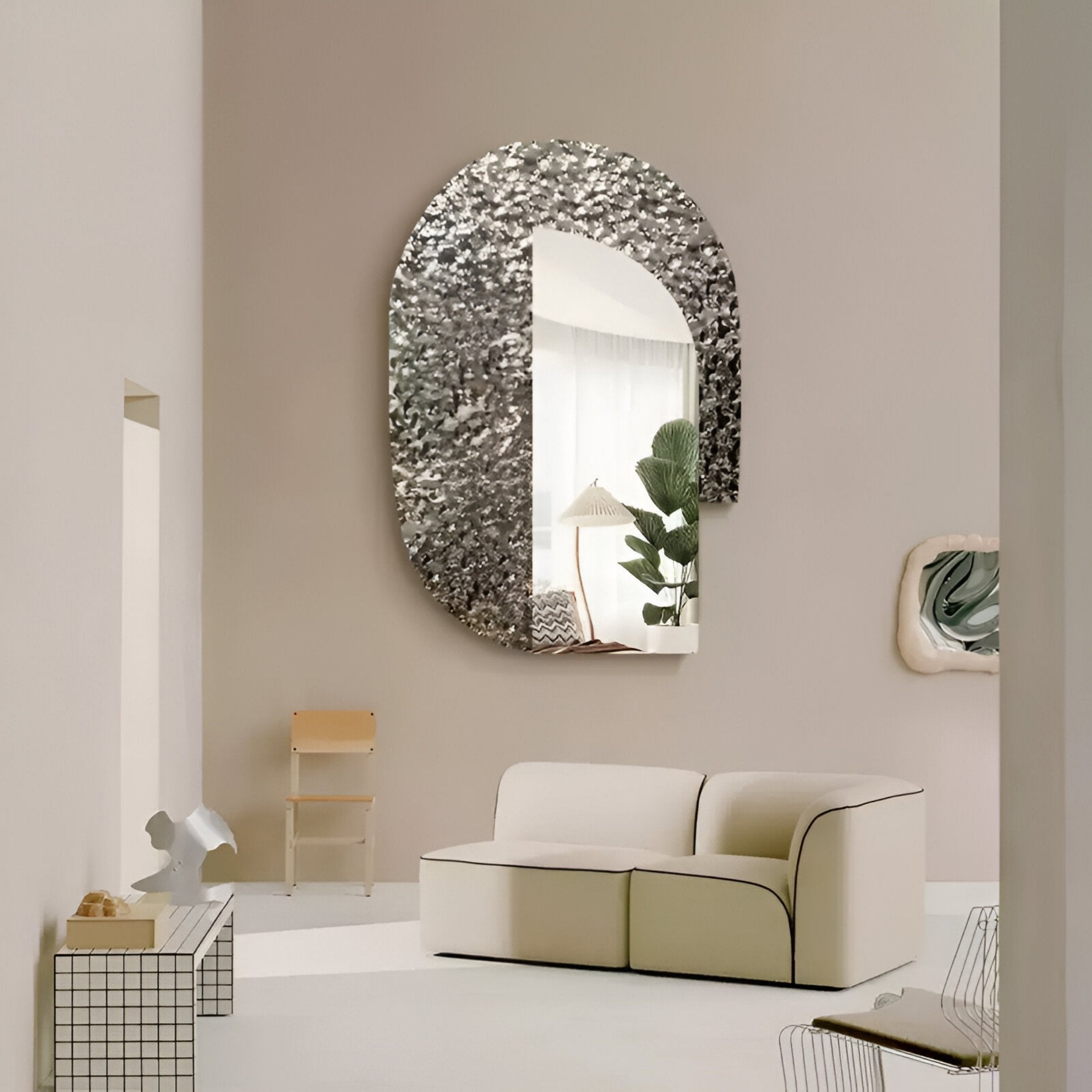 Aurargent Arch Layered Silver Mirror 3D Wall Art