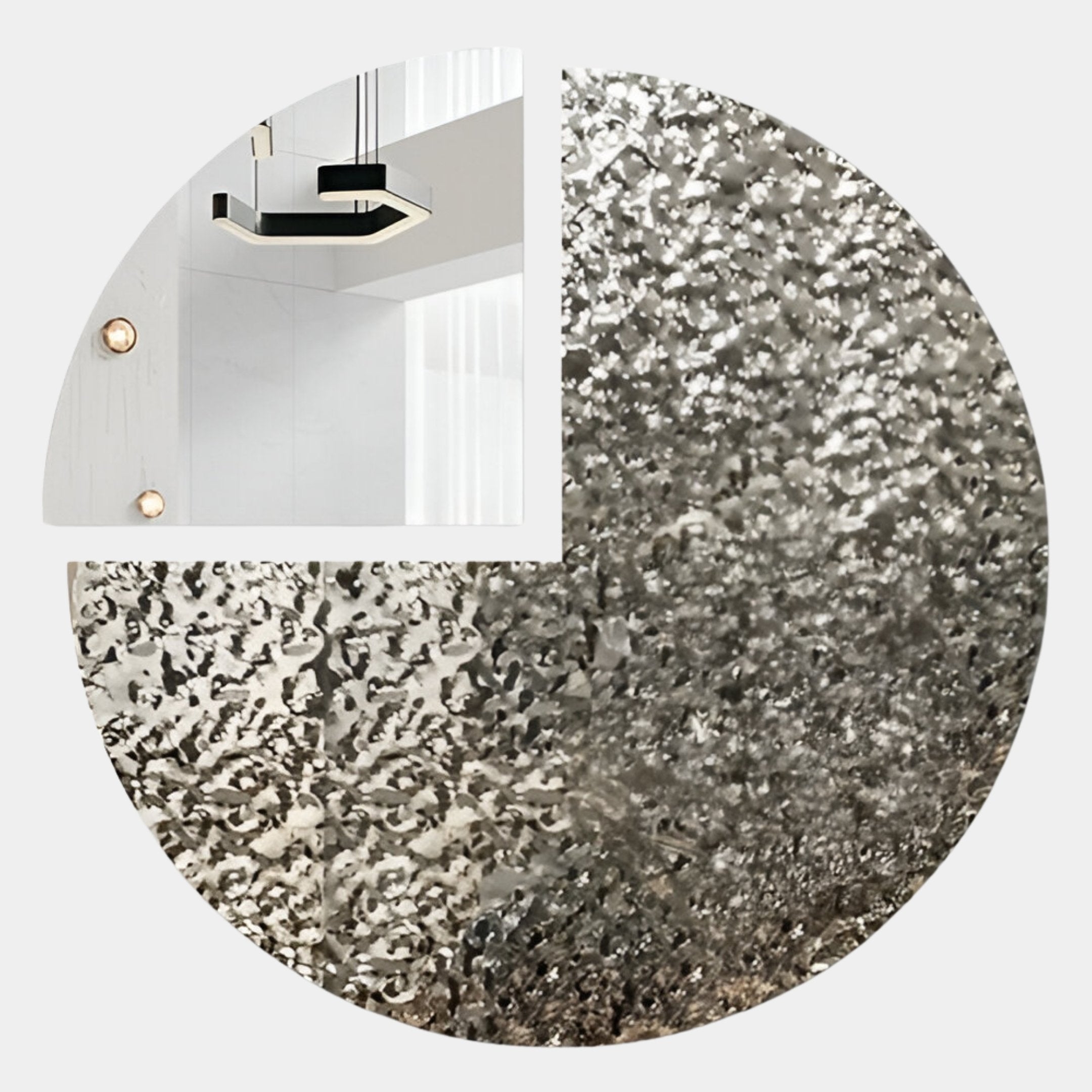Aurargent Quarter Layered Round Silver Mirror 3D Wall Art