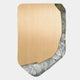 The Gildrift Gold Steel & Silver Crackle Edge Textured 3D Wall Art by Giant Sculptures features a rectangular wooden plaque with smooth edges and a textured gold steel border on two corners, creating striking contemporary decor.