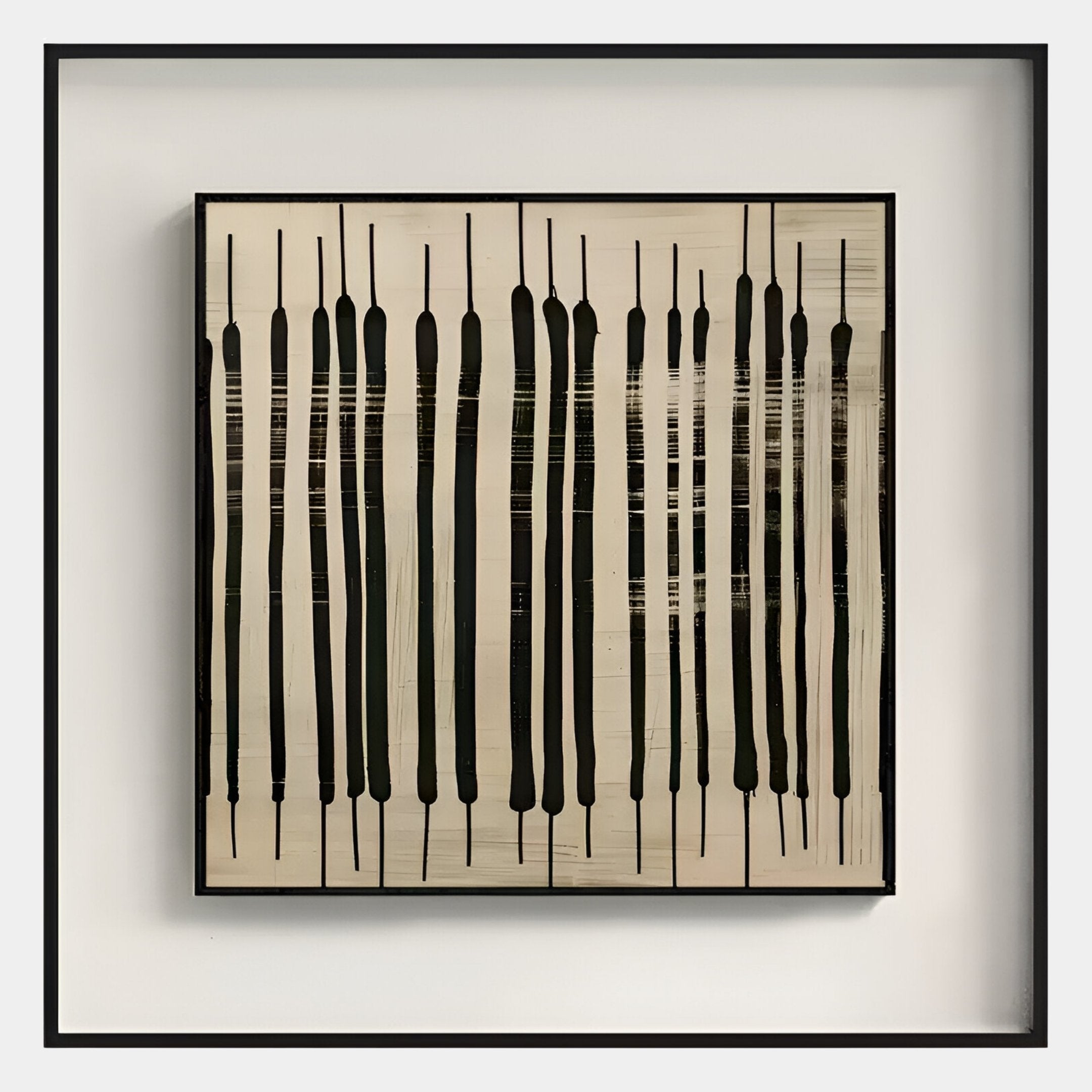 Nerava Vertical Rhythm Black & Cream Abstract Wall Art