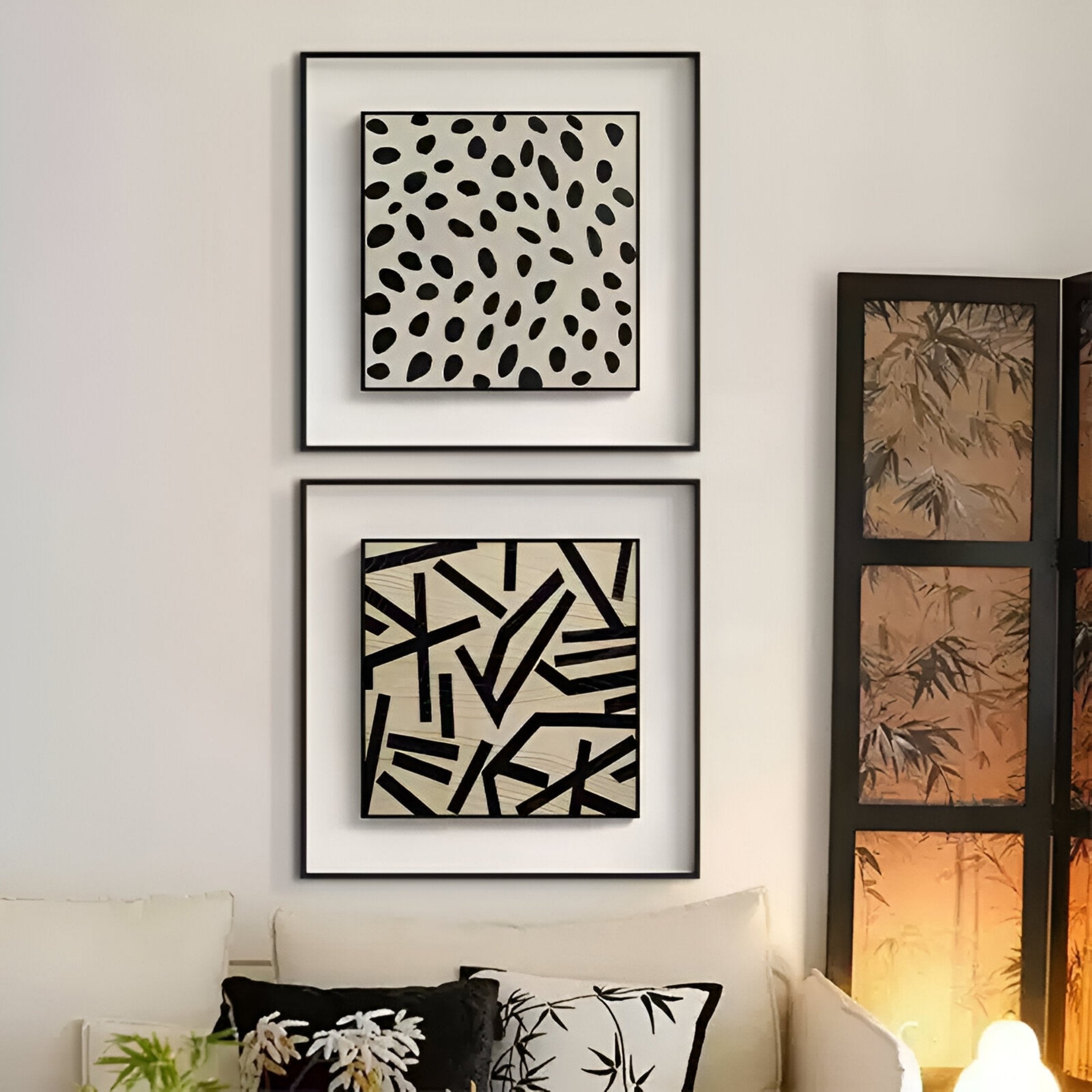 Nerava Organic Dots Black & Cream Abstract Wall Art