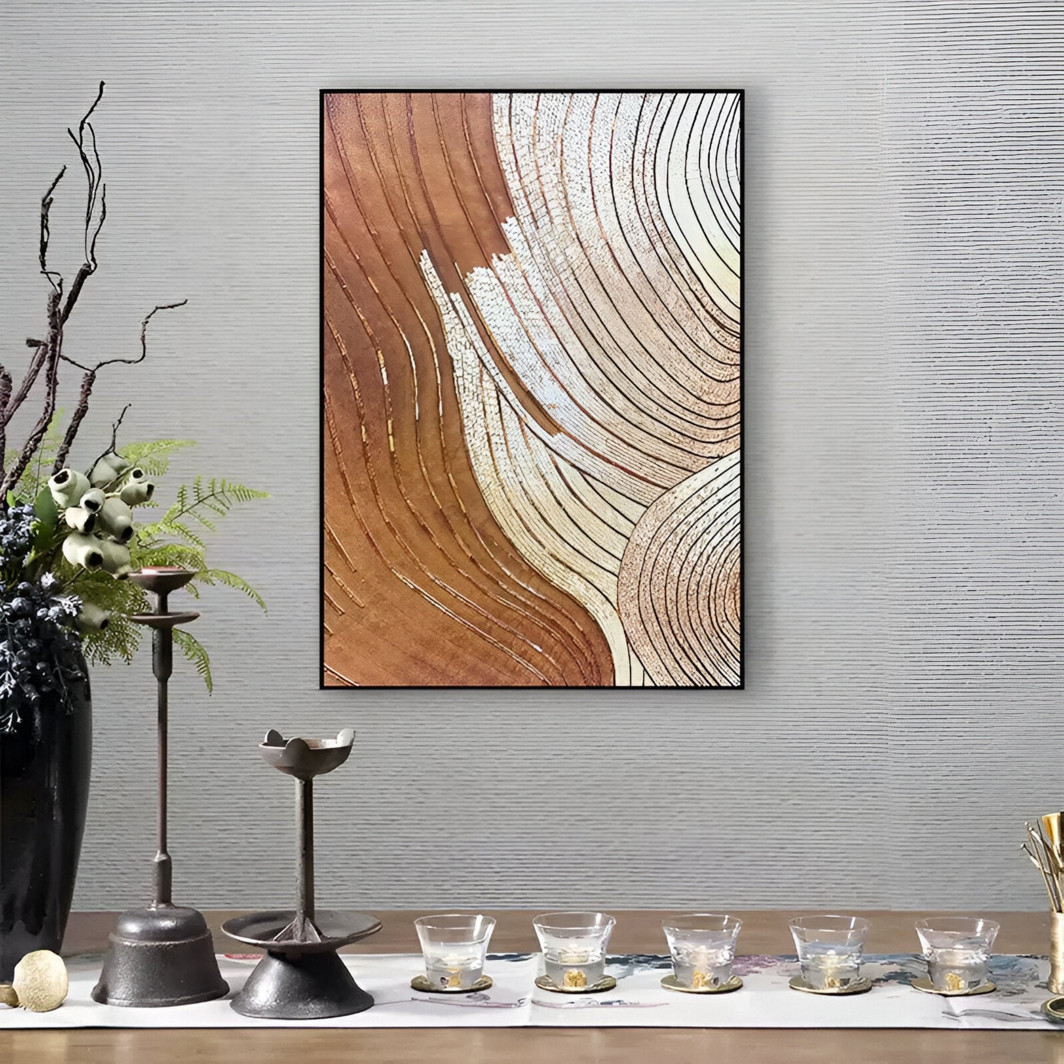 Curvara Copper Flow Texture Relief 3D Wall Art