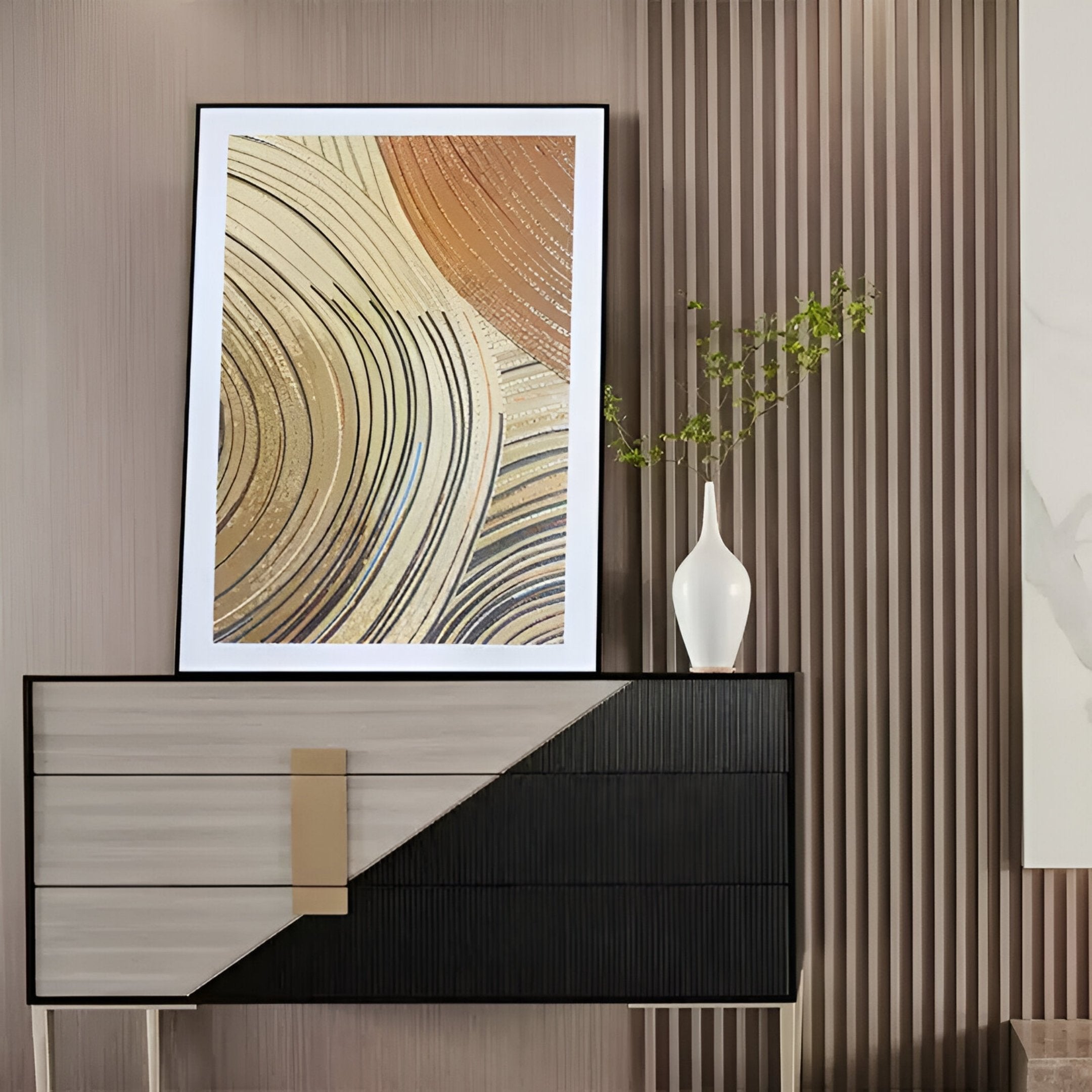 Curvara Golden Wave Texture Relief 3D Wall Art