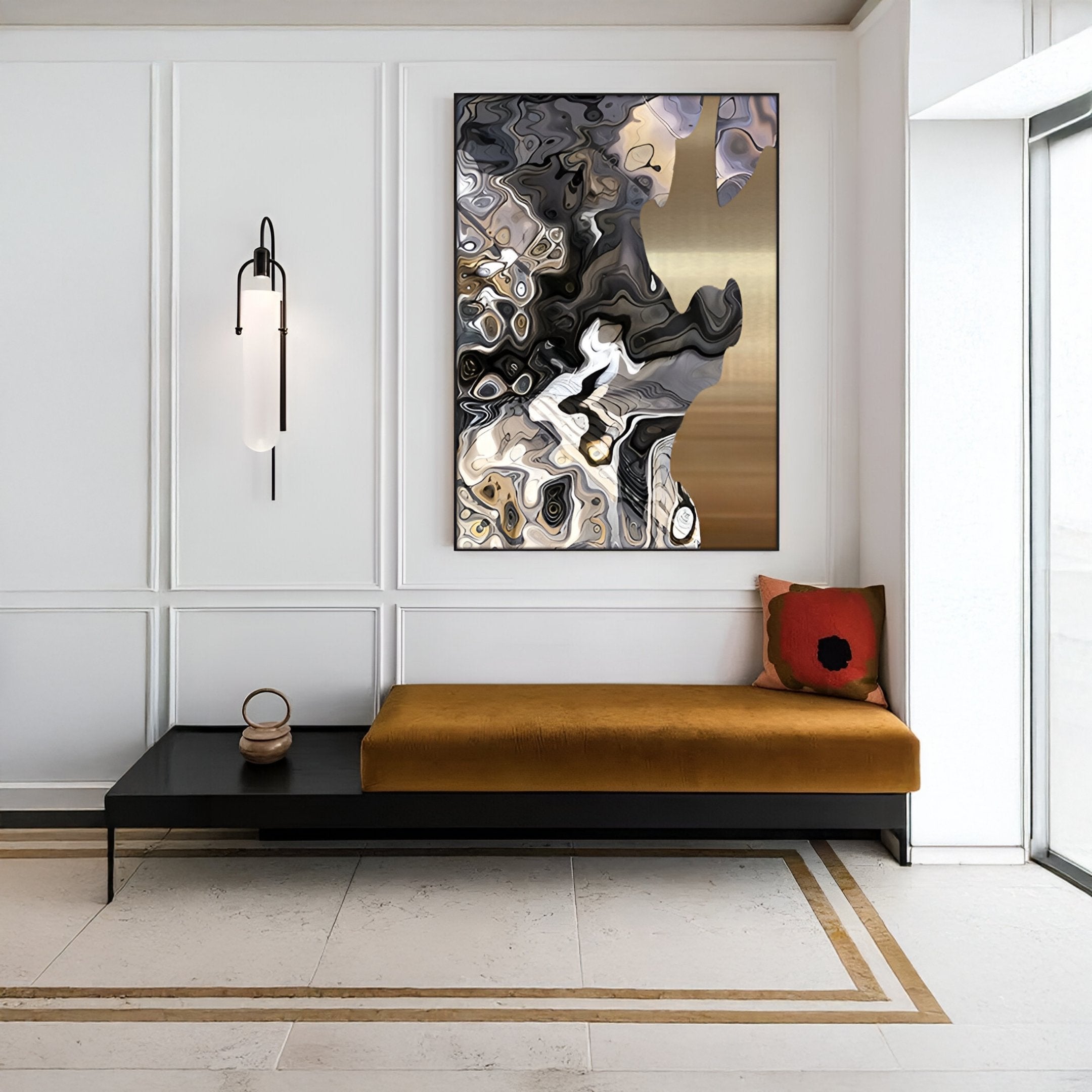 Aurista Marbled Gold Veil Abstract Cotton Spray Wall Art