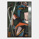 Aurista Multicolour Abstract Cotton Spray Wall Art by Giant Sculptures features bold overlapping shapes in green, blue, orange, pink, and black with metallic silver bands—ideal for modern interiors or a striking entryway statement.