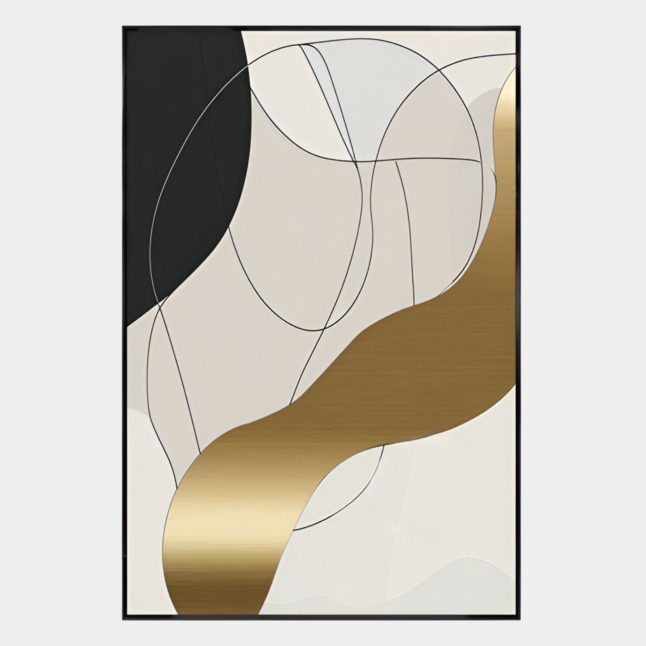 Aurista Gold Wave & Black Curve Cotton Spray Wall Art