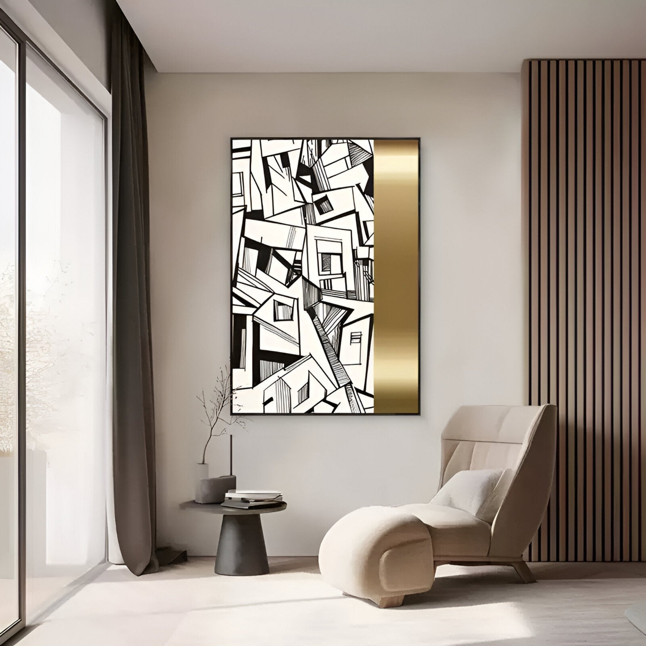 Aurista Monochrome Geometry Cotton Spray Wall Art