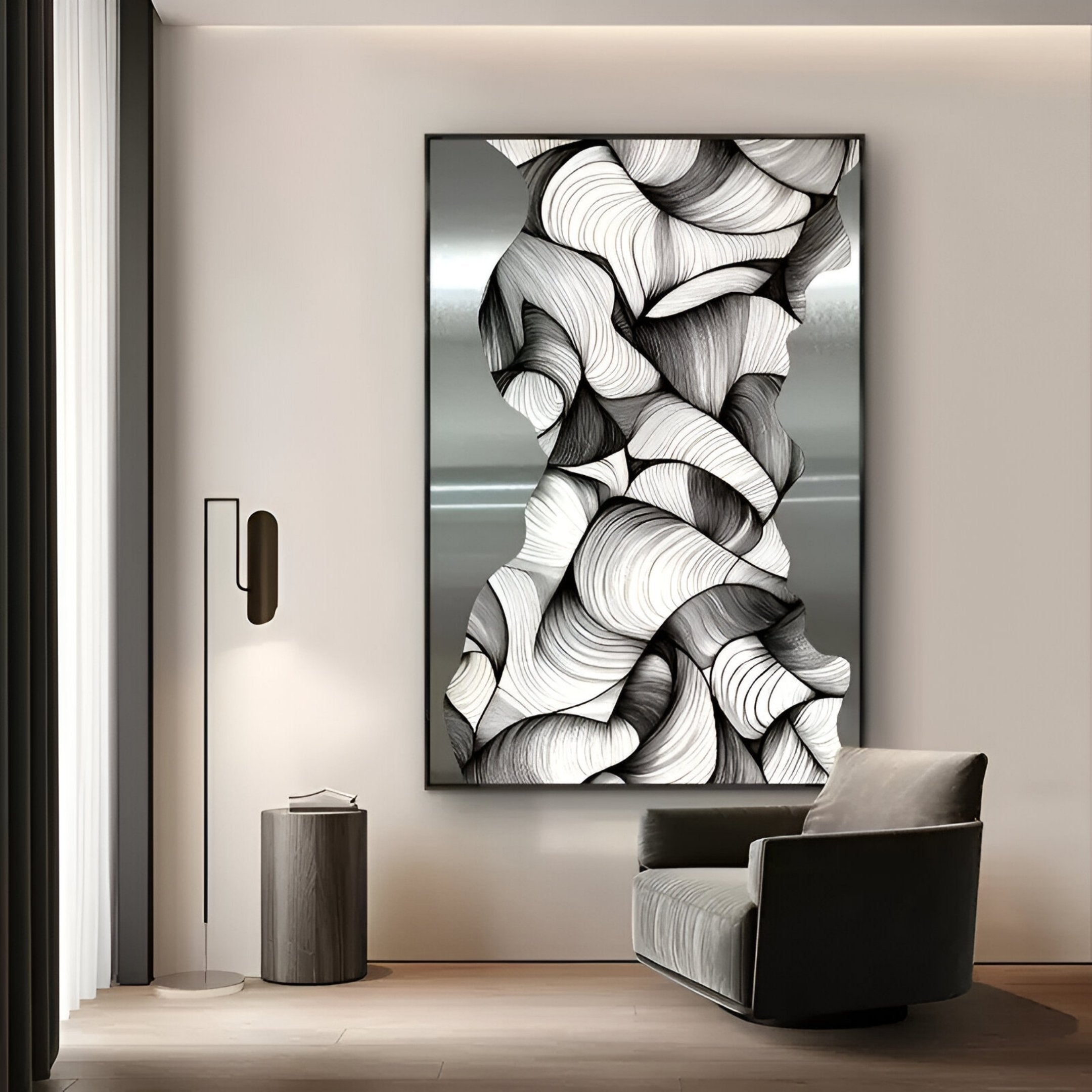 Aurista Monochrome Ripple Cotton Spray Wall Art