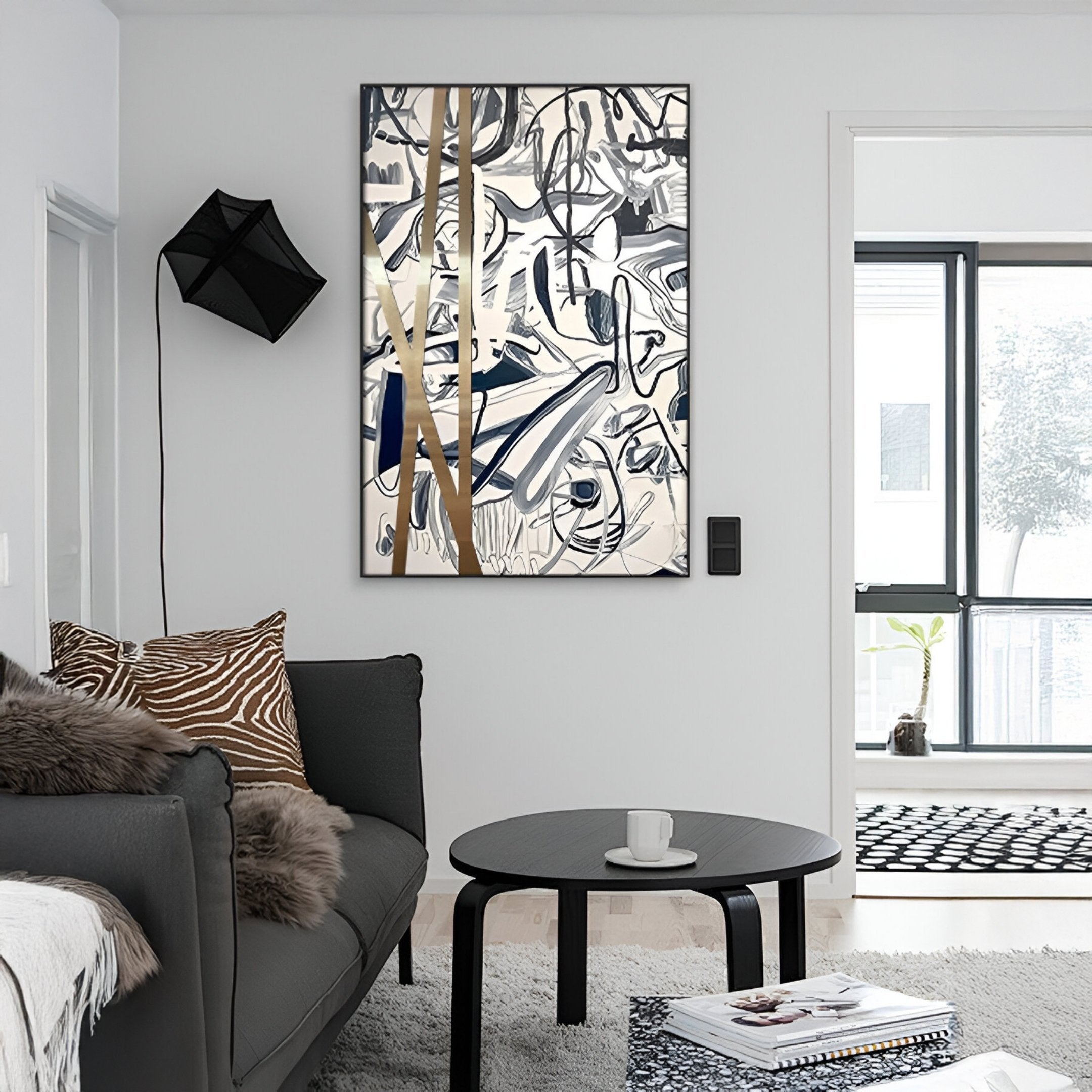 Aurista Gold Stripe Linear Abstract Cotton Spray Wall Art