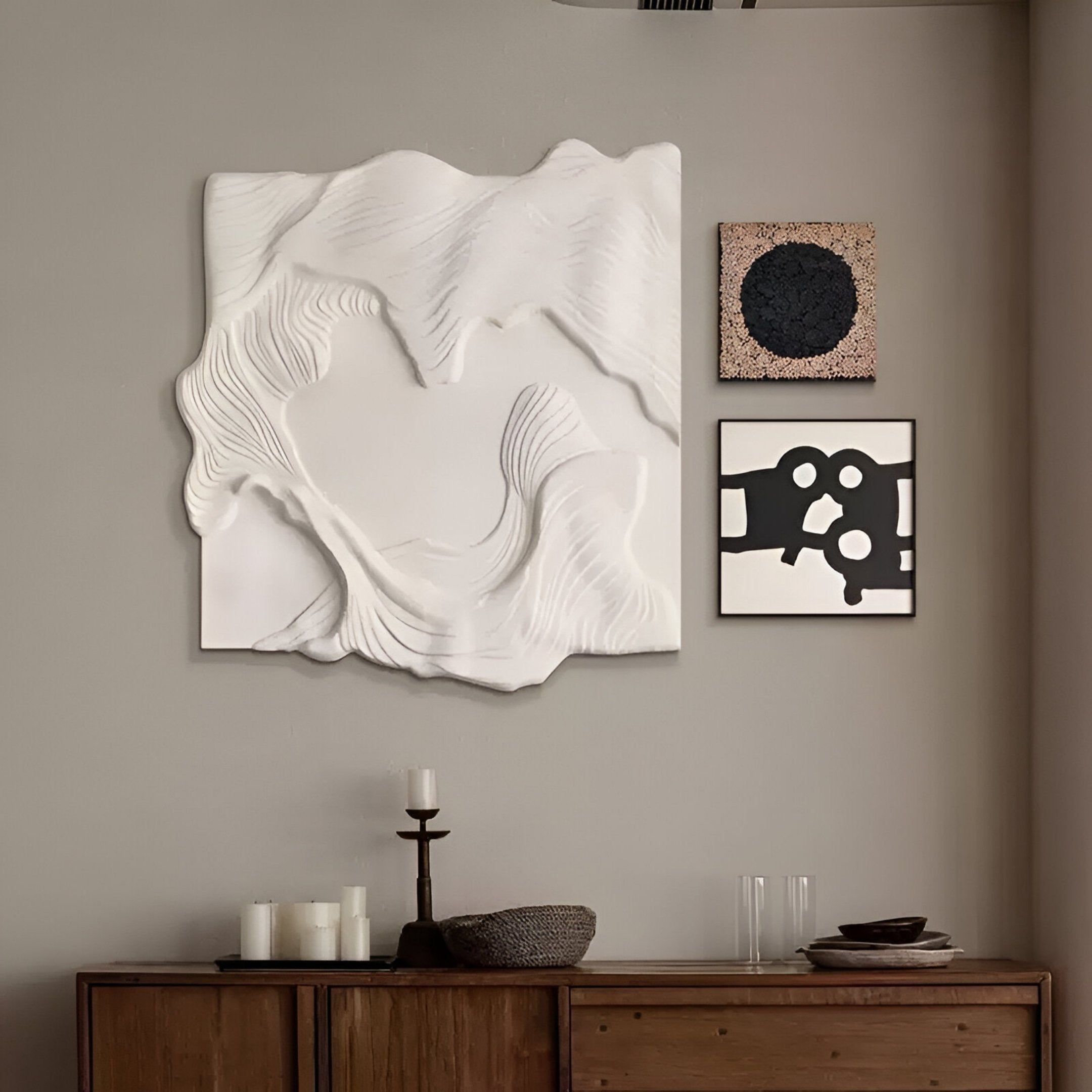 Serava Cream Abstract Wood Relief 3D Wall Art