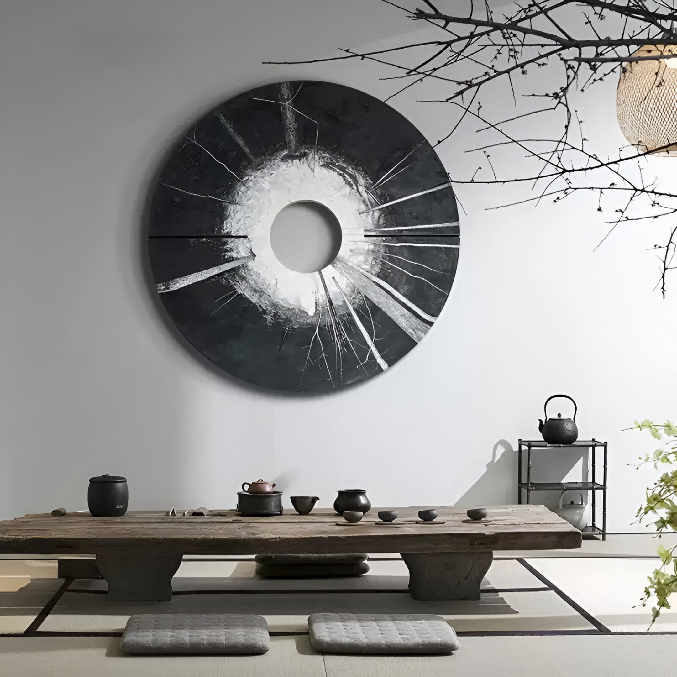 Solyra Black Circular Textured Wood 3D Wall Art