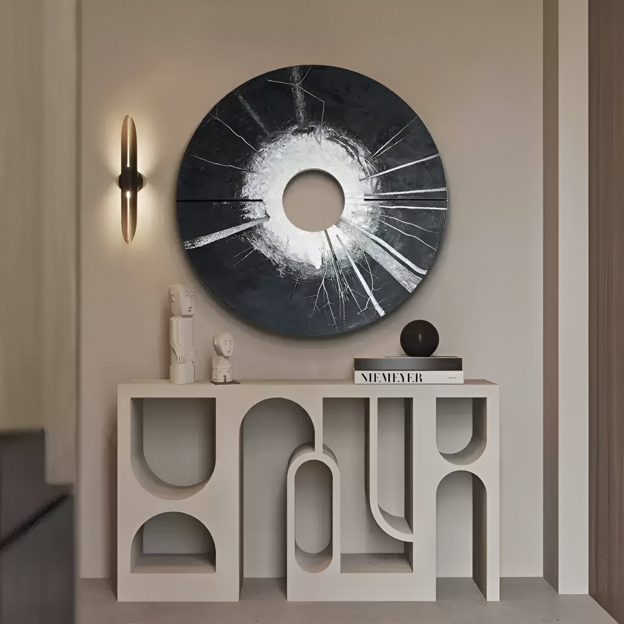 Solyra Black Circular Textured Wood 3D Wall Art