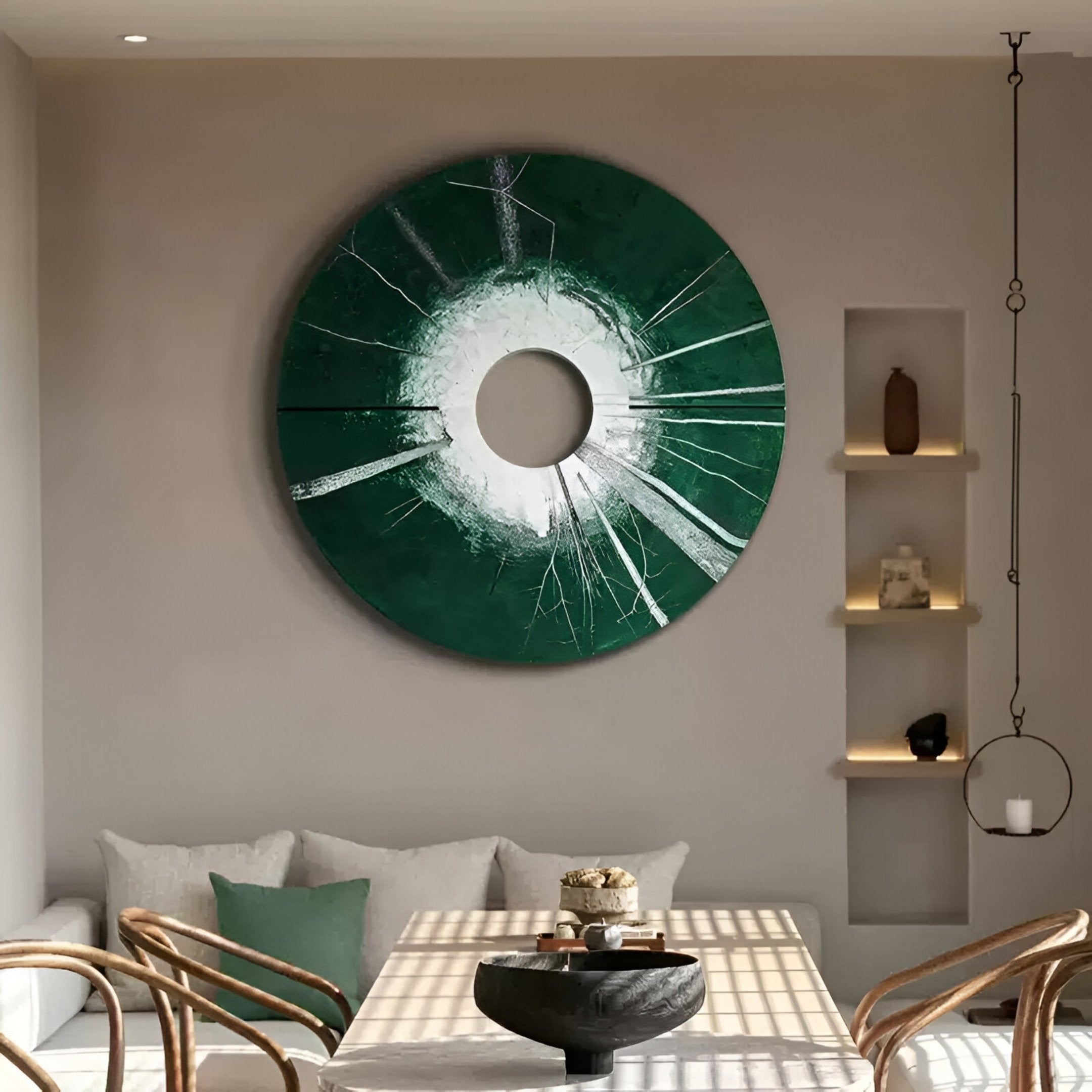 Solyra Emerald Circular Textured Wood 3D Wall Art