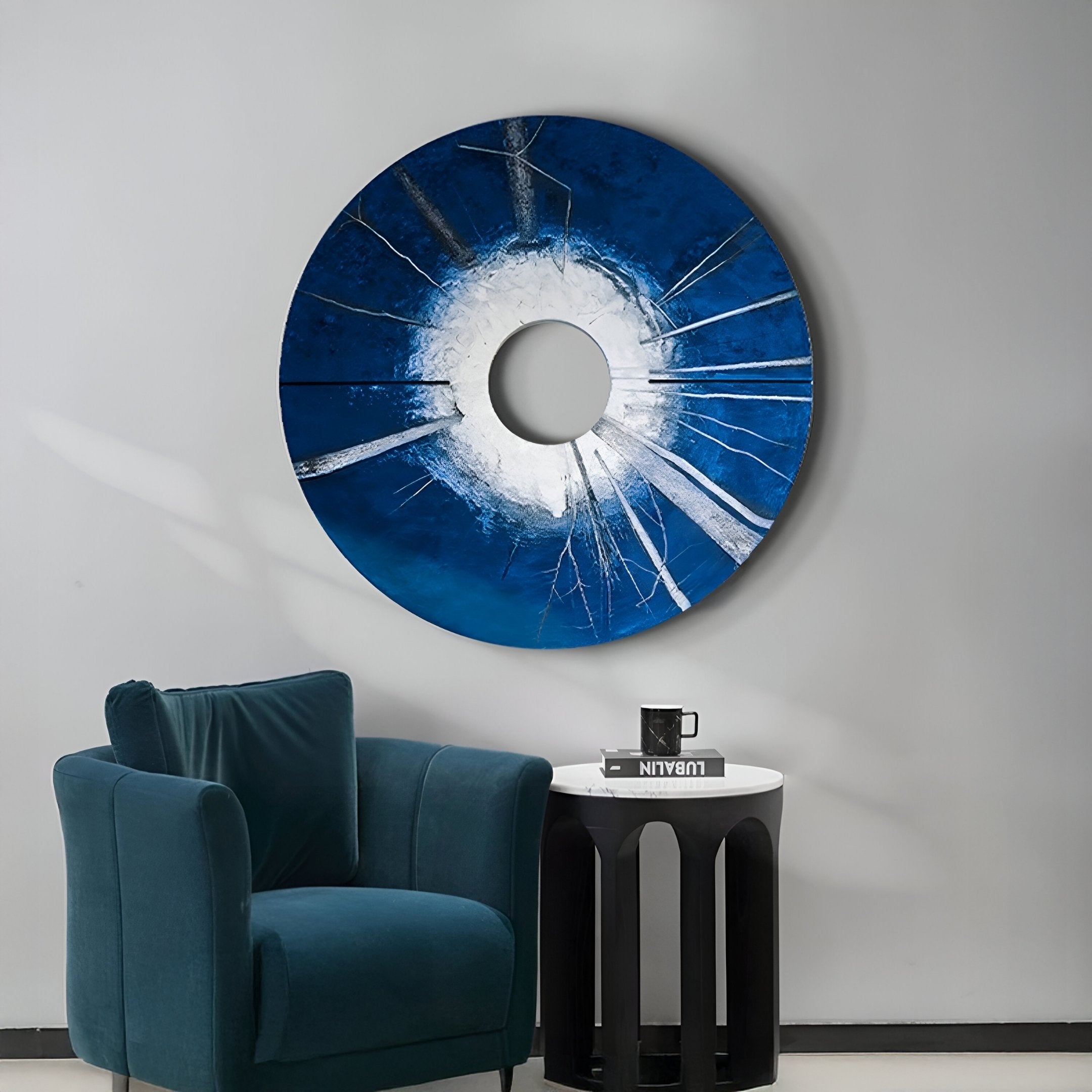 Solyra Cobalt Circular Textured Wood 3D Wall Art