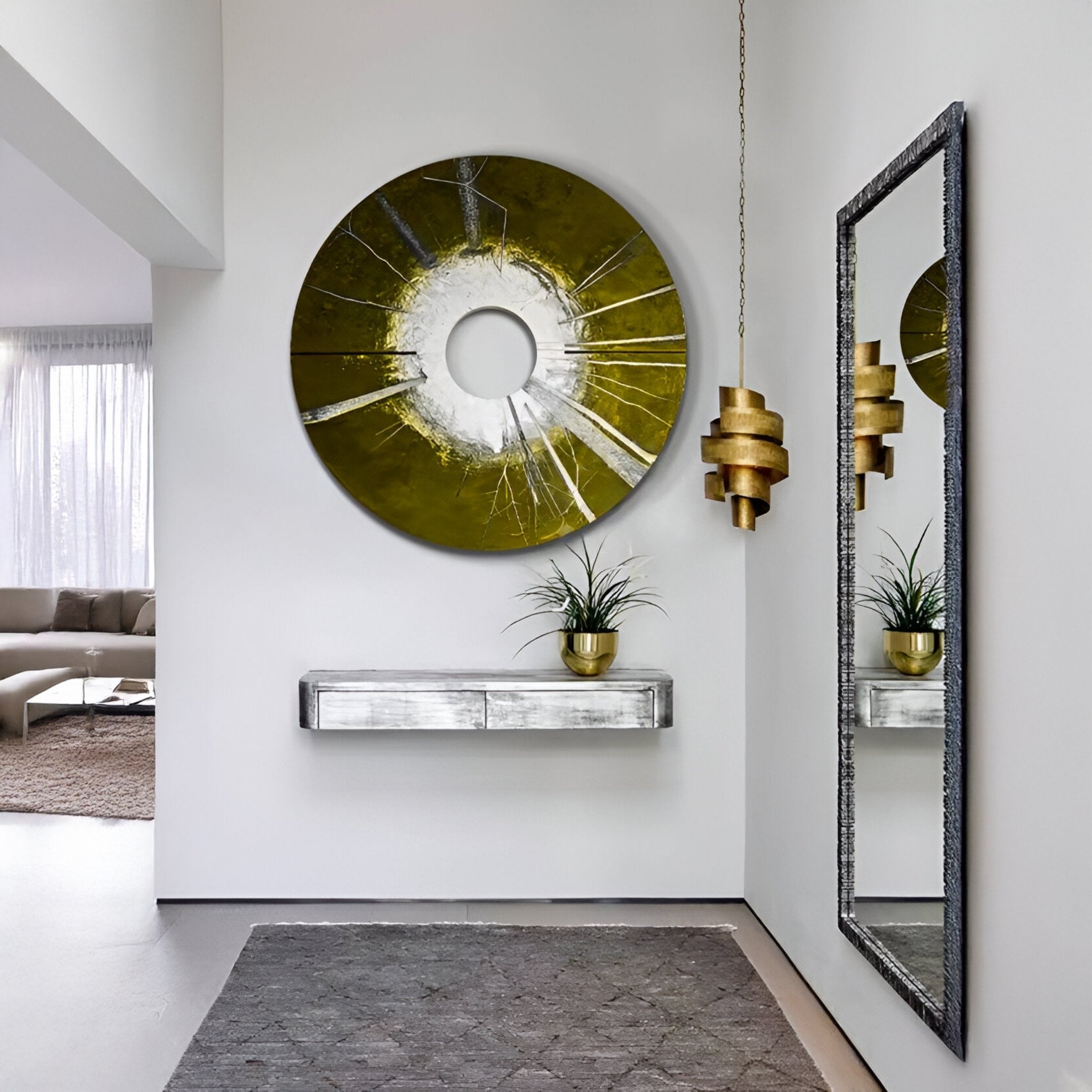 Solyra Olive Circular Textured Wood 3D Wall Art