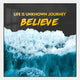 The Cavoya Believe Ocean Graphic Crystal Porcelain Wall Art by Giant Sculptures features bold yellow "LIFE IS UNKNOWN JOURNEY BELIEVE" text over crashing waves, making striking motivational décor for any space.