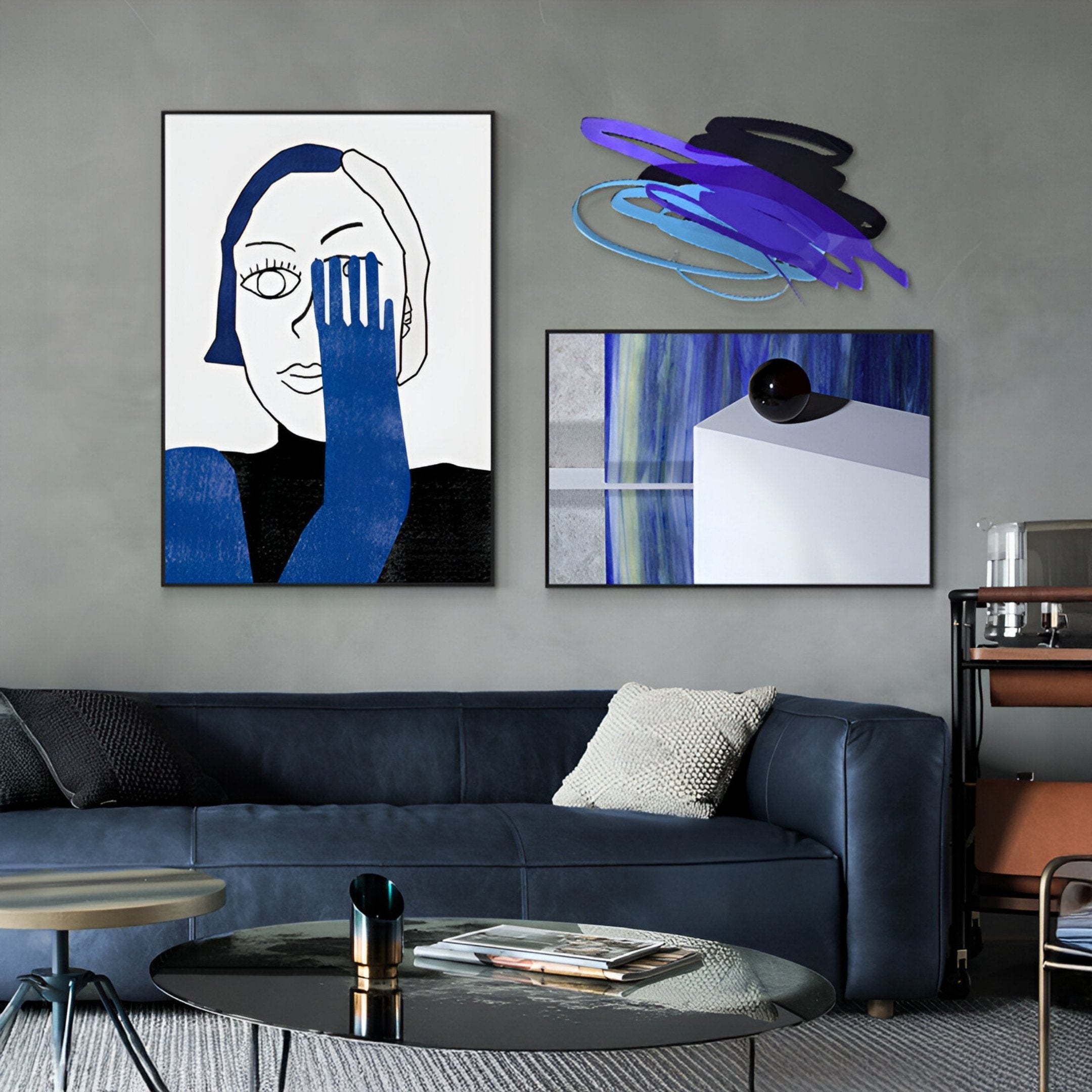 Cavoya Blue Vision 3-Set Abstract Wall Art
