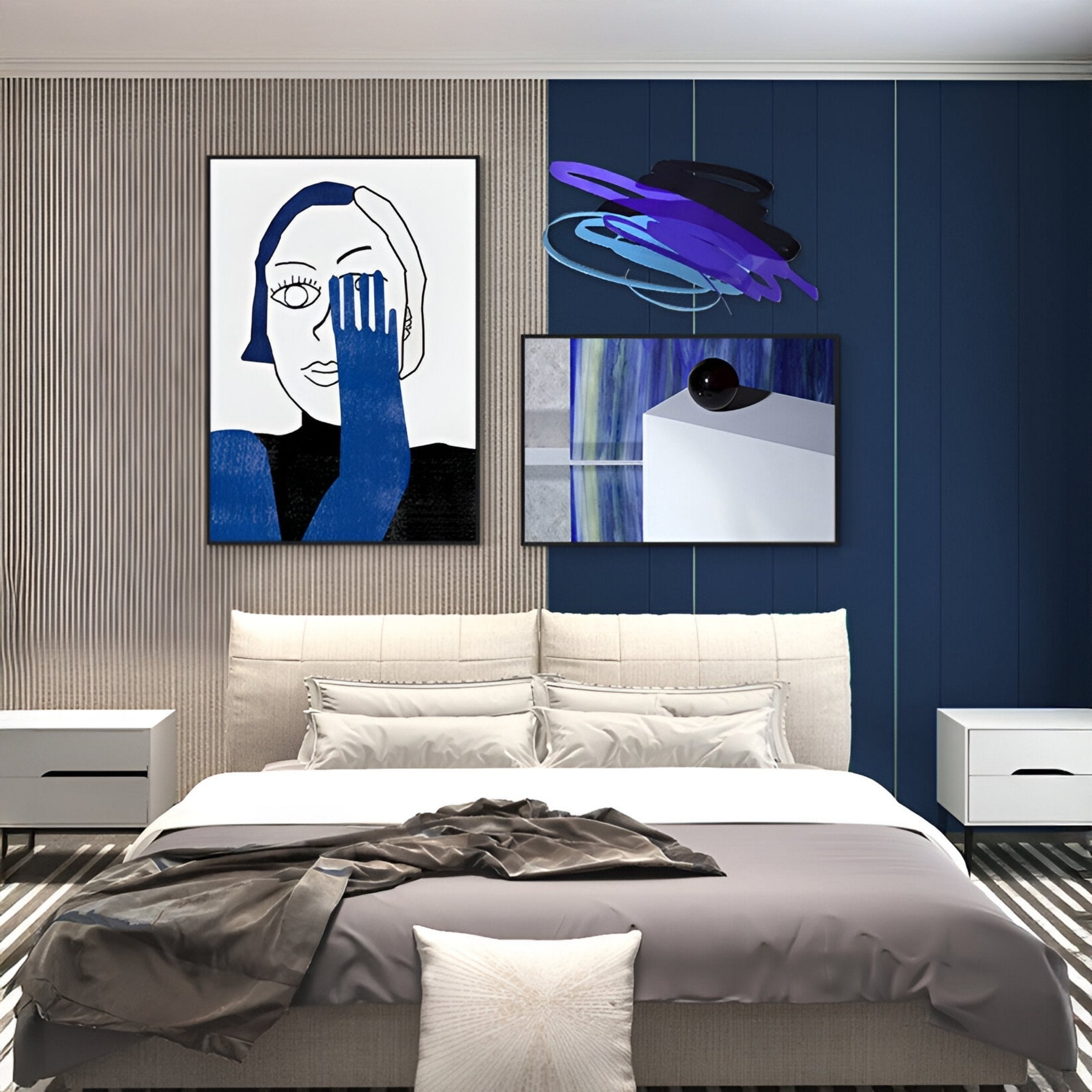 Cavoya Blue Vision 3-Set Abstract Wall Art
